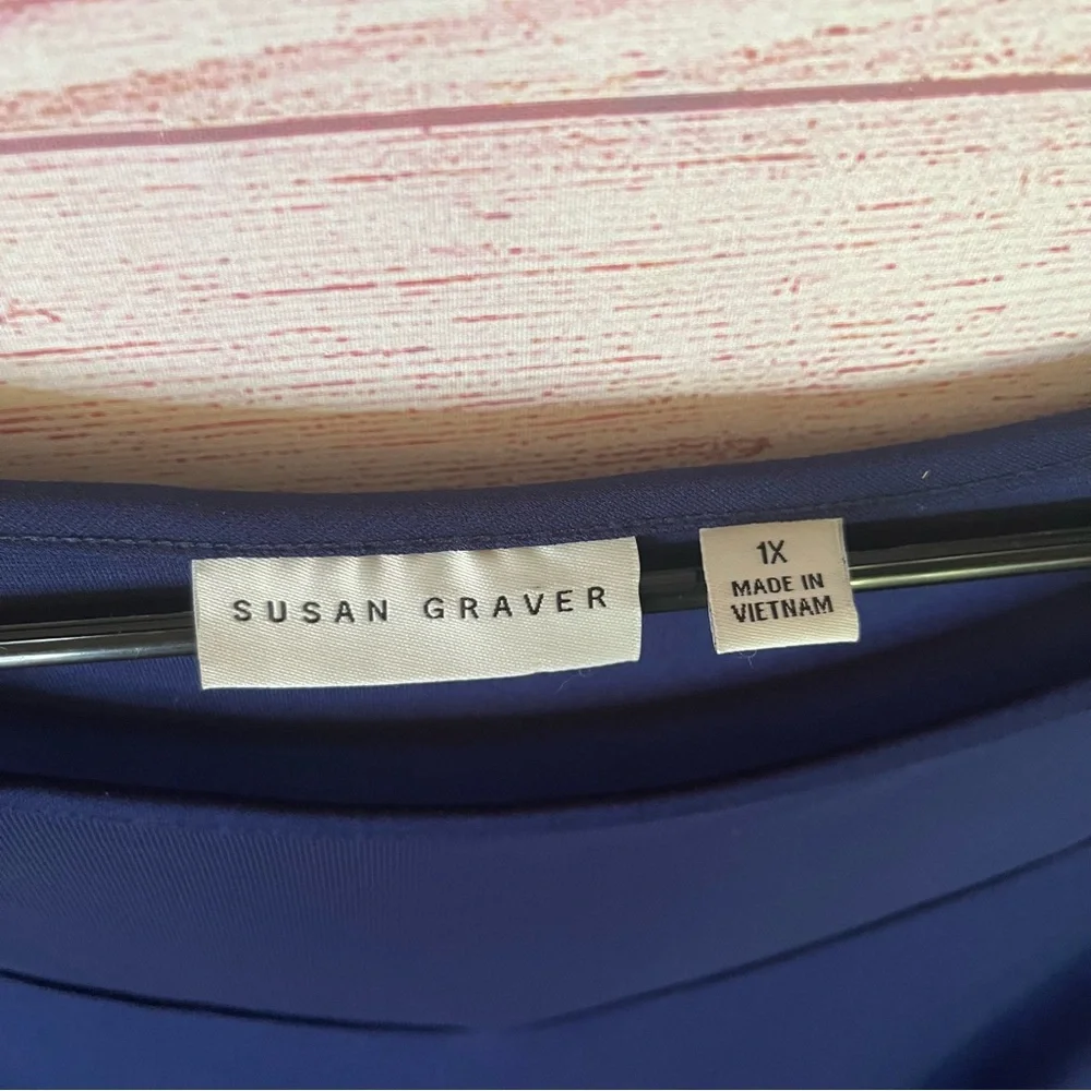 Susan Graver Soft Comfy Casual Navy Blue 3/4 Sleeves Shirt Dress Size 1X‎ - Picture 2 of 5